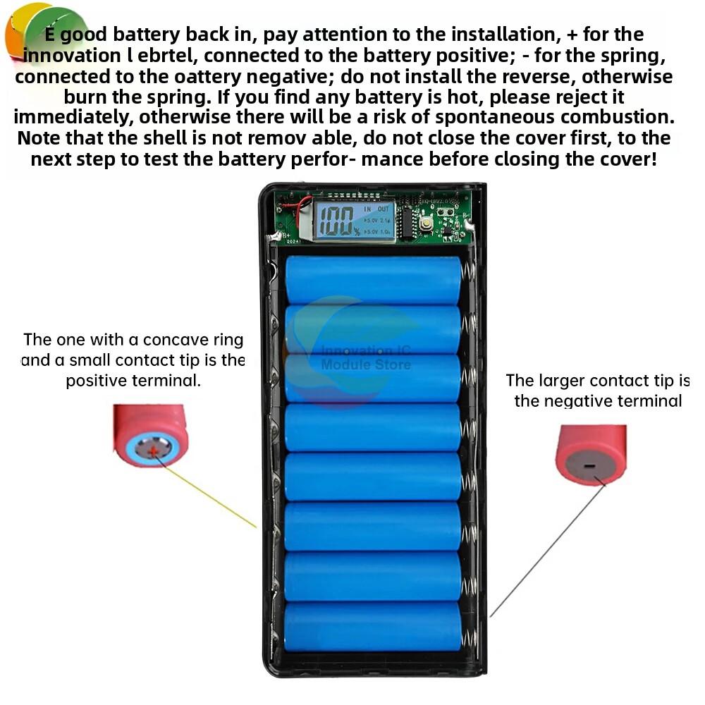 Pouzdro na Power Banku pro 8*18650 Baterie, Dva Porty, DIY Skořepina pro Chytré Telefony s LCD Displejem, Funda para Power Bank