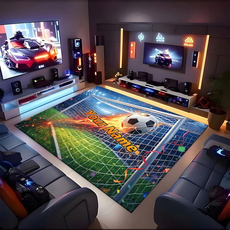 1PC Custom Name "Goal Celebration" Theme Floor Mat Ideal for Living Room, Game Rooms, Office, Bedroom,Floor Mat Playful Design