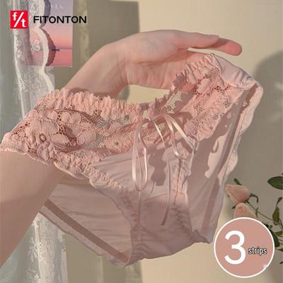 FitonTon Damen 3er-Pack Eis Seide Spitze Bikini Slips