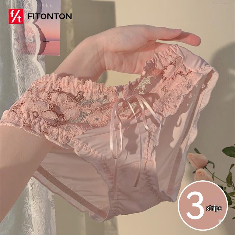 

Женские трусы-бикини FitonTon из ледяного шелка с кружевом, 3 шт. M