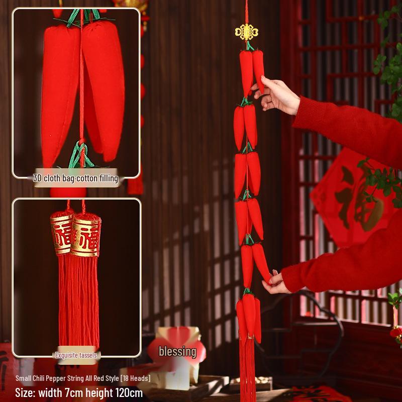 2026 Spring Festival Hanging Decorations: New Year Firecrackers, Lucky Bag, Chili, and Lantern Ornaments for Your Living Room
