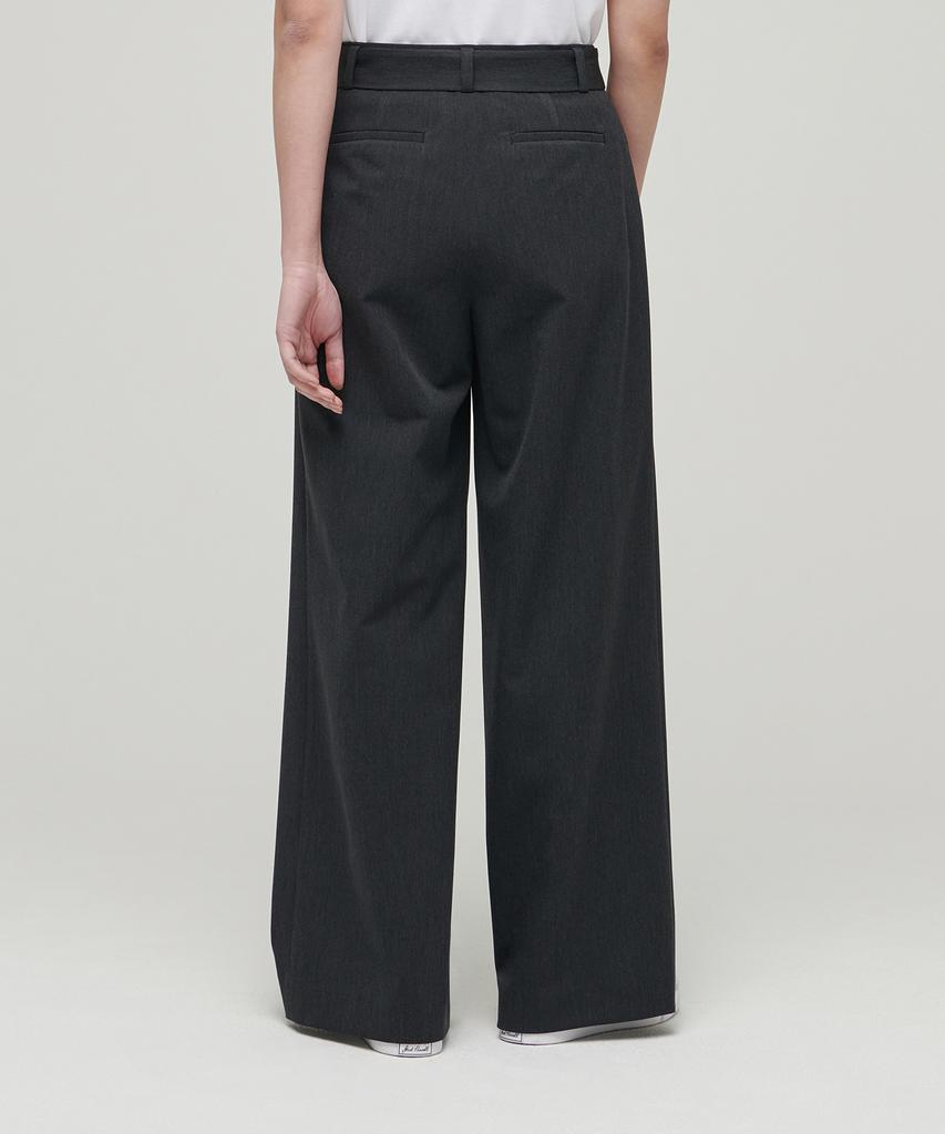 MUSINSA STANDARD WOMAN Women'S Real Wide Belted Slacks [Charcoal Gray]