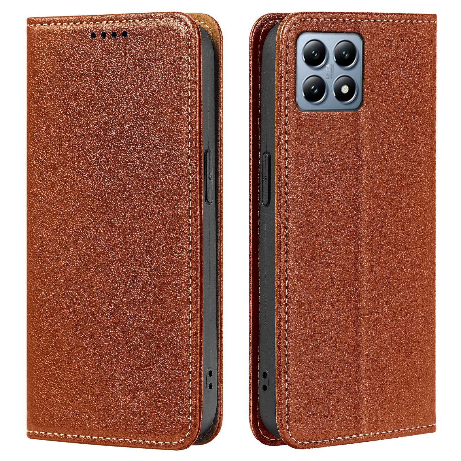 

Для Xiaomi 14T Pro Чохол-гаманець Шкіряний чохол для телефону з RFID-блокуванням Сильна магнітна застібка Brown