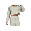 adidas Outlet Light Sports Casual Loose Short Cropped Round Neck Pullover Sweatshirt Women Sweatshirt Light-Gray HE1717