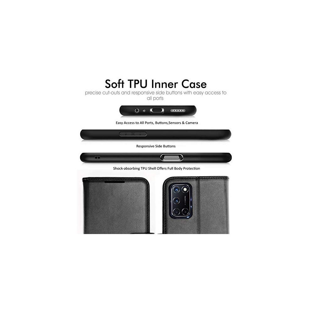 Leather Wallet Case for Oppo A72 / A52 / A92, Flip Protective Case Cover with Wallet Card Holder, Stand & Wrist Strap with Magnetic Closure