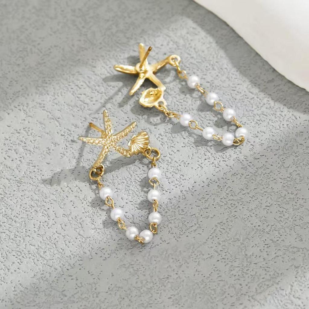 Europäische & Amerikanische Retro Seestern Strand Ohrringe - Leichter Luxus Urlaubsstil Ohrstecker für Frauen