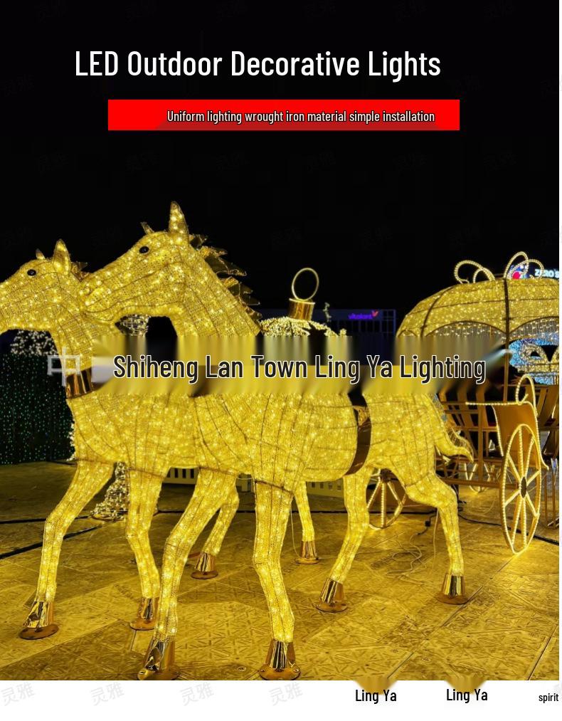 LED Christmas Deer and Cart Outdoor Decorative Lights