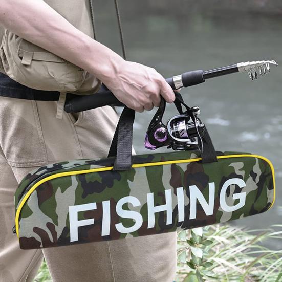 

Camouflage Fishing Gear Storage Bag with Portable Handle Lightweight Waterproof Large Capacity Fishing Pole Equipment Accessories Organizer Pouch камуфляжний