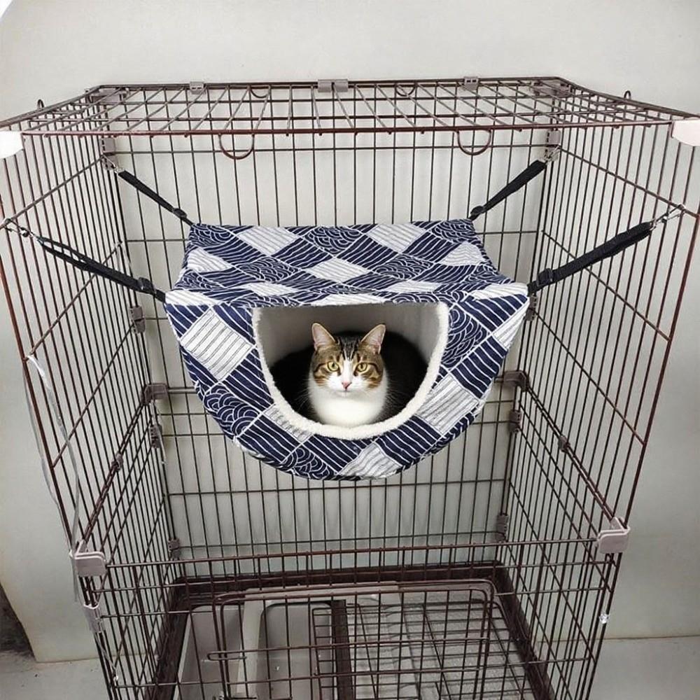 Breathable Cat Cage Hammock Adjustable Lanyard Cat Hanging Bed Kitten Swing Bed  Small Animal