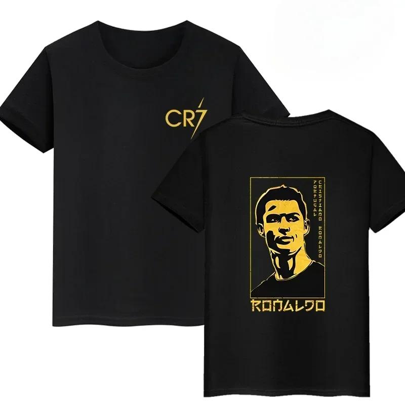 

Summer Football Star Cr7 Women Unisex Tshirt Sport Double Sided Print Casual Kid Clothes Short Sleeve Top Boy Girl Tee S