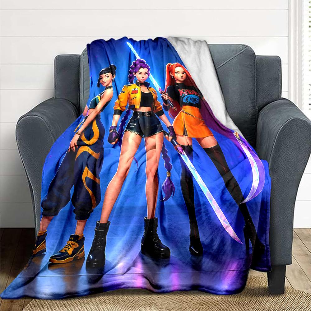 1pc KPop Demon Hunters Soft & Warm Flannel Blanket, Multi-Purpose Throw Blanket for Couch, Sofa, Office, Bed, Camping, Travel 174