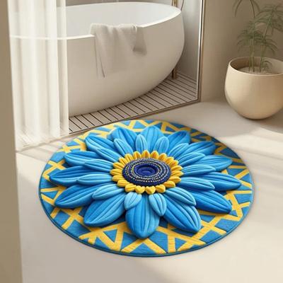 Tappeto da Area Girasole 3D Assorbente Asciugatura Rapida Peluche Terra Diatomacea Tappetino per Pavimento Antiscivolo Soggiorno Camera da Letto Bagno Cucina Decorazione Tappeto Floreale