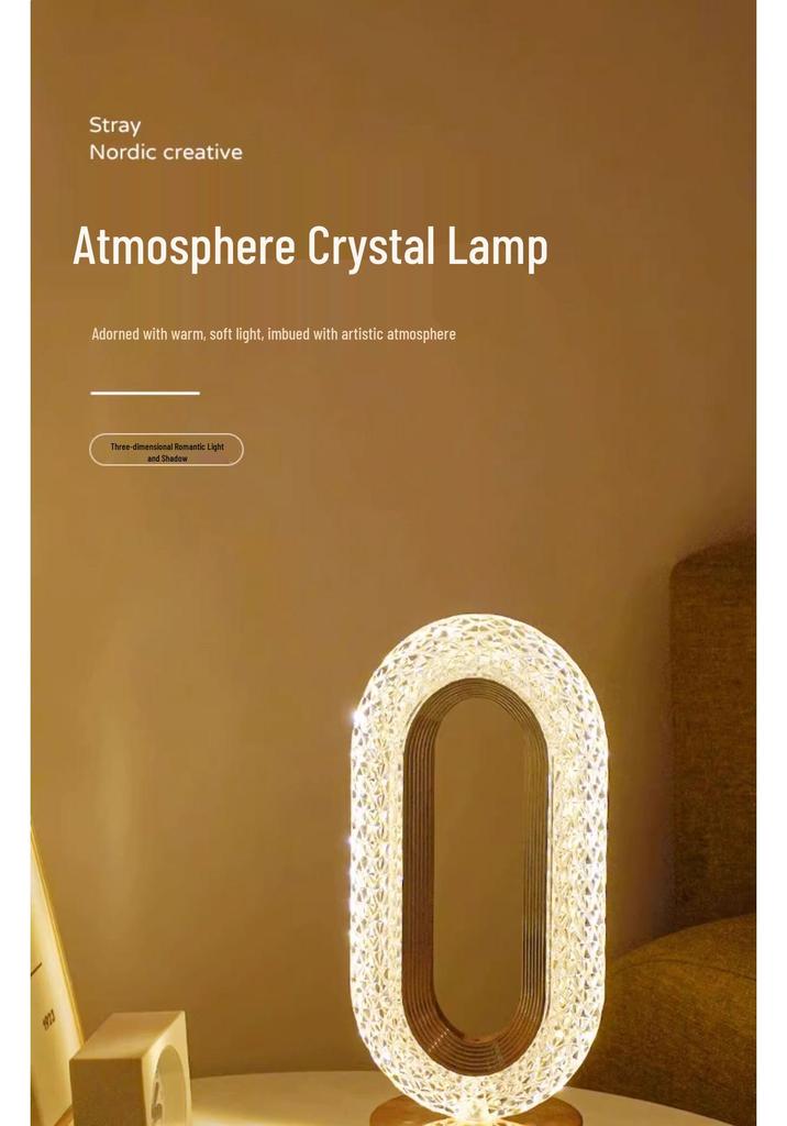 Elegant Crystal Table Lamp - High-End Bedroom & Living Room Touch Night Light