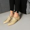 Apricot Women Oxford Pumps Lace Up Low Block Heels Lady Casual Shoes Big Plus Size 45