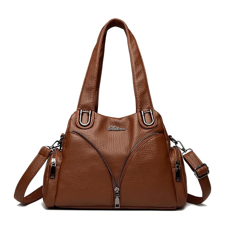 

Женская сумка 2025 Лето Резной декор Сумка через плечо Модная сумочка Мягкая кожа Большая вместимость Повседневные сумки Сумка-саквояж Сумки для мамы коричневый