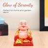 Car Dashboard Decoration Items – Solar Buddha Monk with Moving Head & Hand Holding Money Potli | Feng Shui Good Luck Buddha