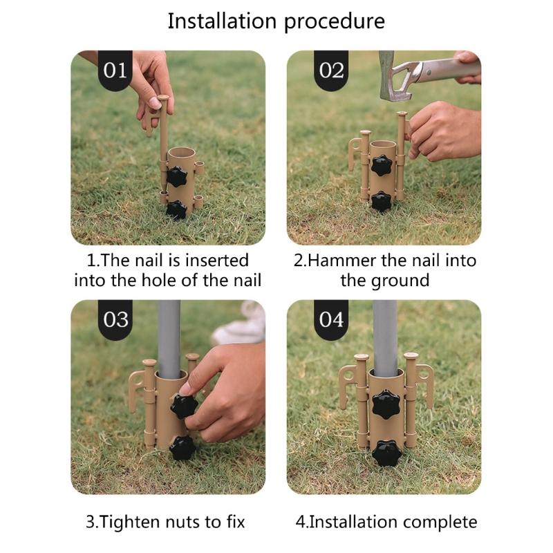 Portable Tent Holder with Tent Pegs Canopy Rod Fixed Tube for Outdoor Camping