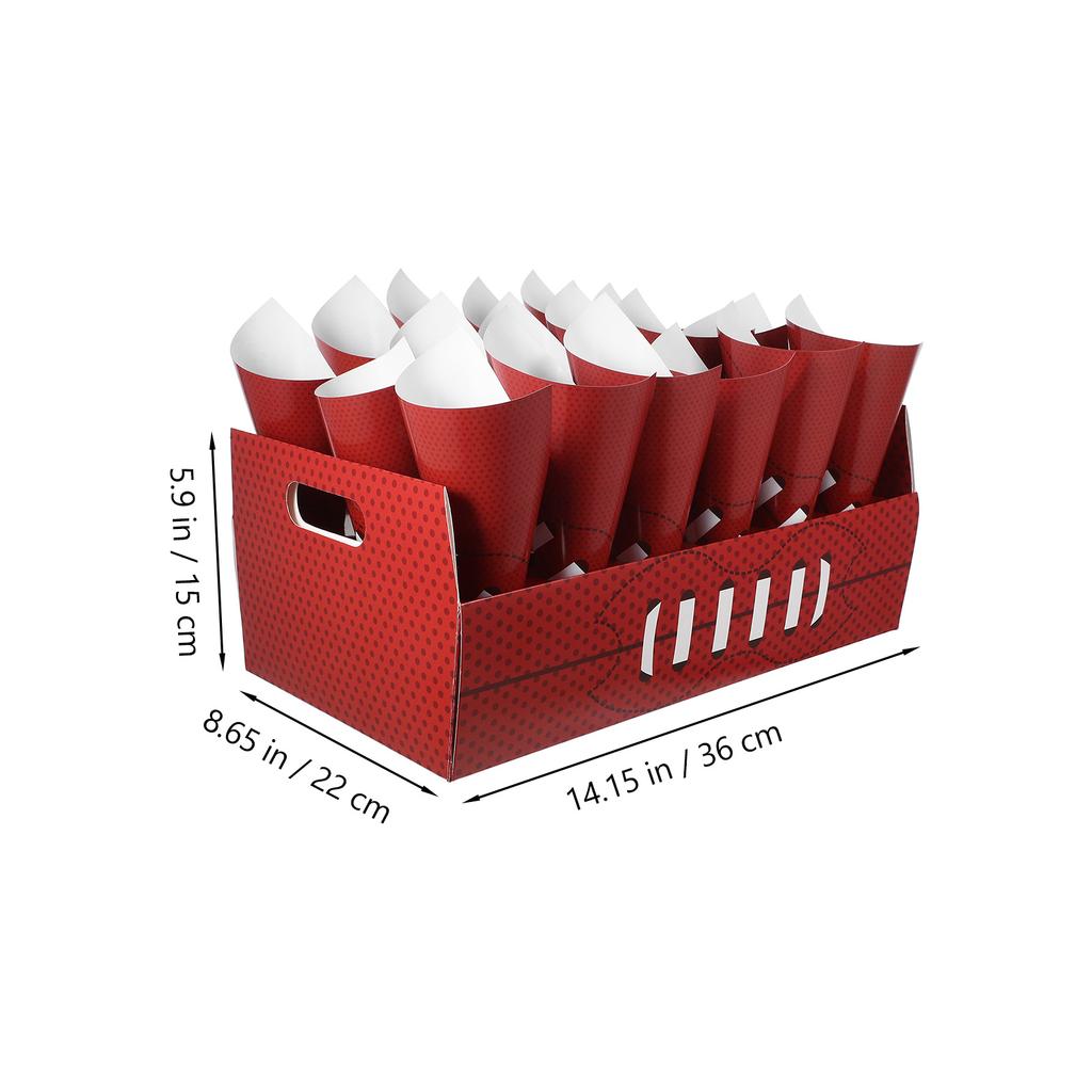 30Pcs Snack Cone Holder Popcorn Paper Cones Thickened Sports Theme Party Food Container Fries Chicken Baking Dessert Cup