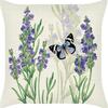 Plant and Flower Linen Pillowcase Purple Lavender Printed Pillow Cushion Cover Home Sofa
