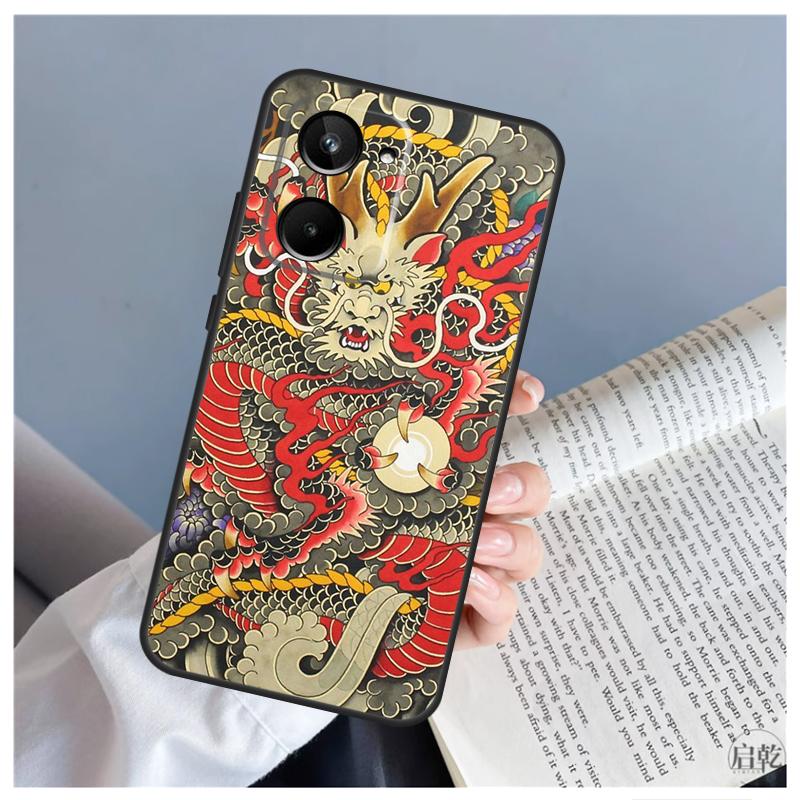 Chinese Dragon Case For Realme C55 C67 C53 C51 C35 C33 C31 C30 C25s C21Y GT Neo 5 GT5 9 10 11 12 Pro Plus
