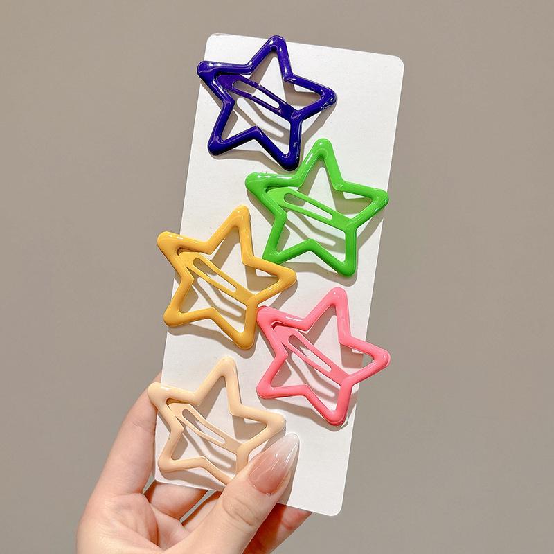 Y2K Dopamine Color Pentagram Small Hair Clip for Women & Kids - Cute Bangs & Side Hair Accessory