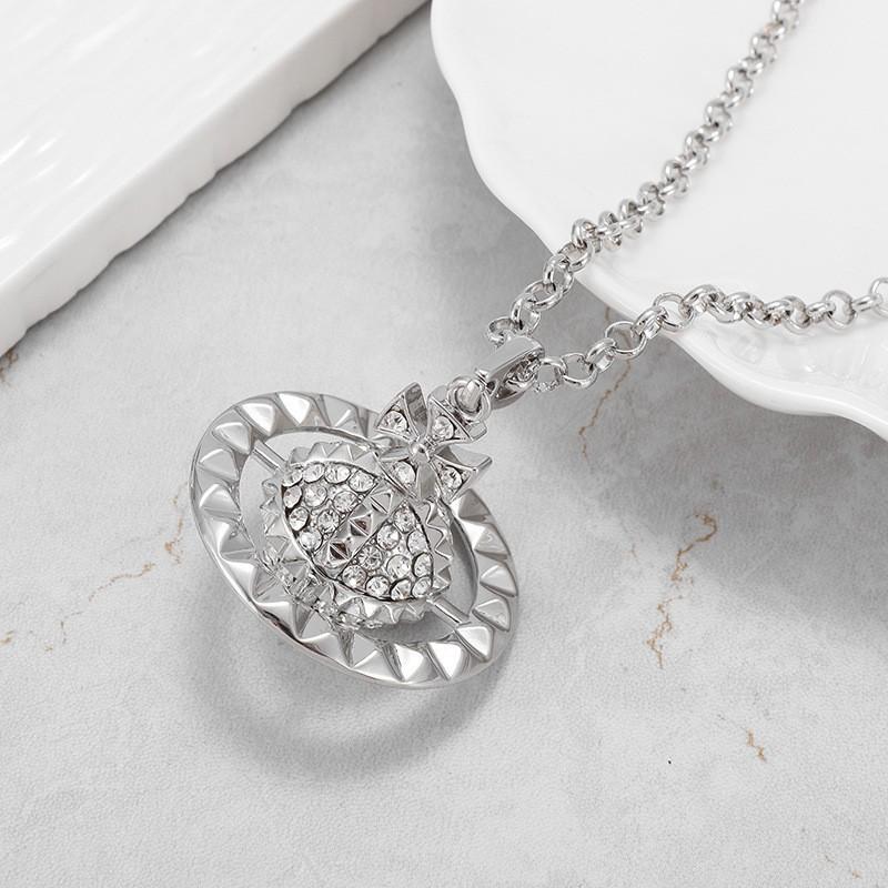 Mayfair Diamond Paved Saturn Punk Necklace for Men & Women