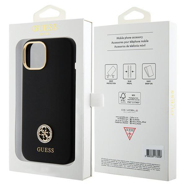 Guess Guhcp15Sm4Dgpk Iphone 15 / 14 / 136.1 Czarny/Black Hardcase Silicone Logo Strass 4G