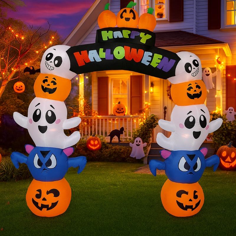 7.8FT Inflatable Toys Stacked Pumpkin Arch Party Halloween Decoration Outdoor Model with LED Lights Yard Garden Lawn Hall Decors