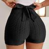 Pantaloncini sportivi da donna Elastico a vita alta Tinta unita Lacci Slim Fit Skinny Sopra il ginocchio Pantaloncini da ciclismo per yoga quotidiano morbidi e traspiranti