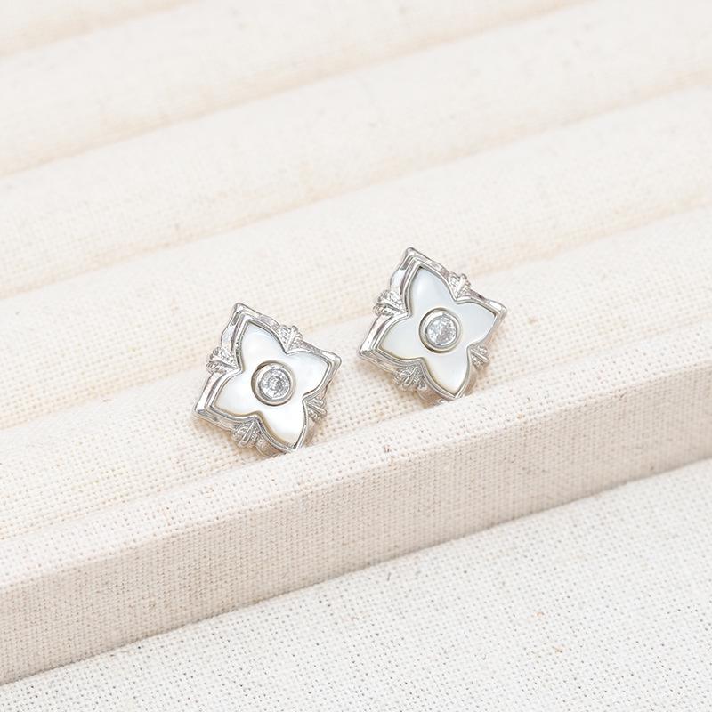 

Европейско-американские роскошные серьги-пусеты в форме ромба из перламутра - Женские, серебро S925, модные, со сладким характером 18K серебряный