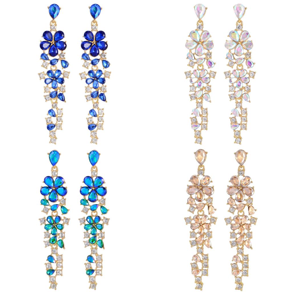 Vintage Floral Ear Jewelry With Zircon Stones For Women Summer