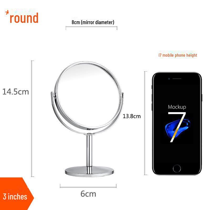High-Definition Double-Sided Metal Desktop Makeup Mirror with Magnification and Rotating Feature