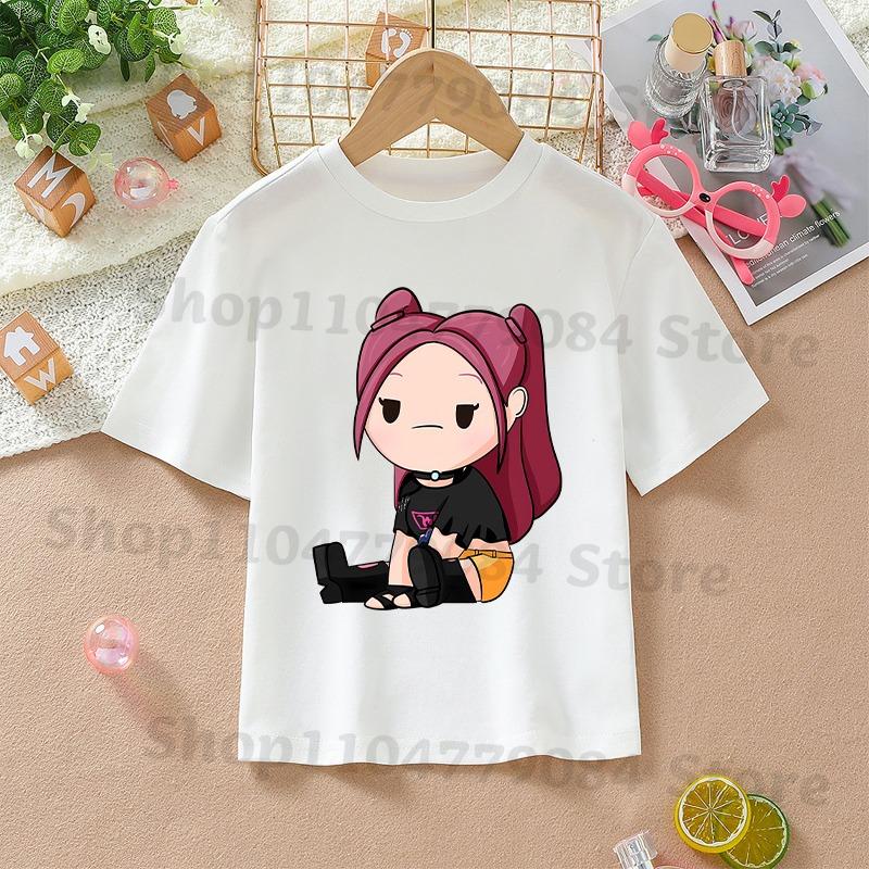 K-pop Demon Hunters White T-shirts for Girls Anime Cartoon Cute Short Sleeved Shirt Children Summer Fashion Sweet T-shirt Gifts
