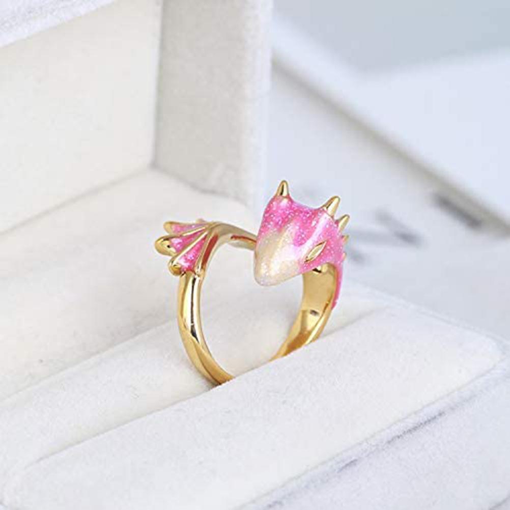 Topaz Dragon Ring Adjustable Gothic Dragon Open Ring Brass Gold Plated Finger Ring for Women Men