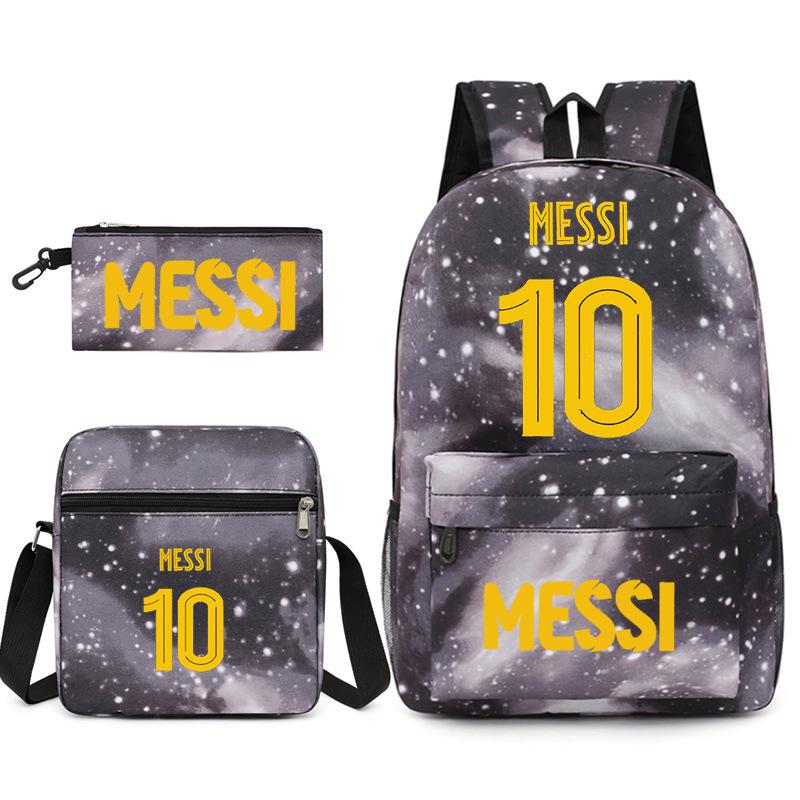 Large Capacity Schoolbag with Shoulder Strap; Student Three-piece Pencil Case Set