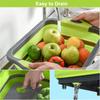Tabla de Cortar Plegable Multifuncional Fregadero Colapsable Drenaje Lavable Colador de Verduras Cesta Organizadora de Almacenamiento de Platos de Cocina