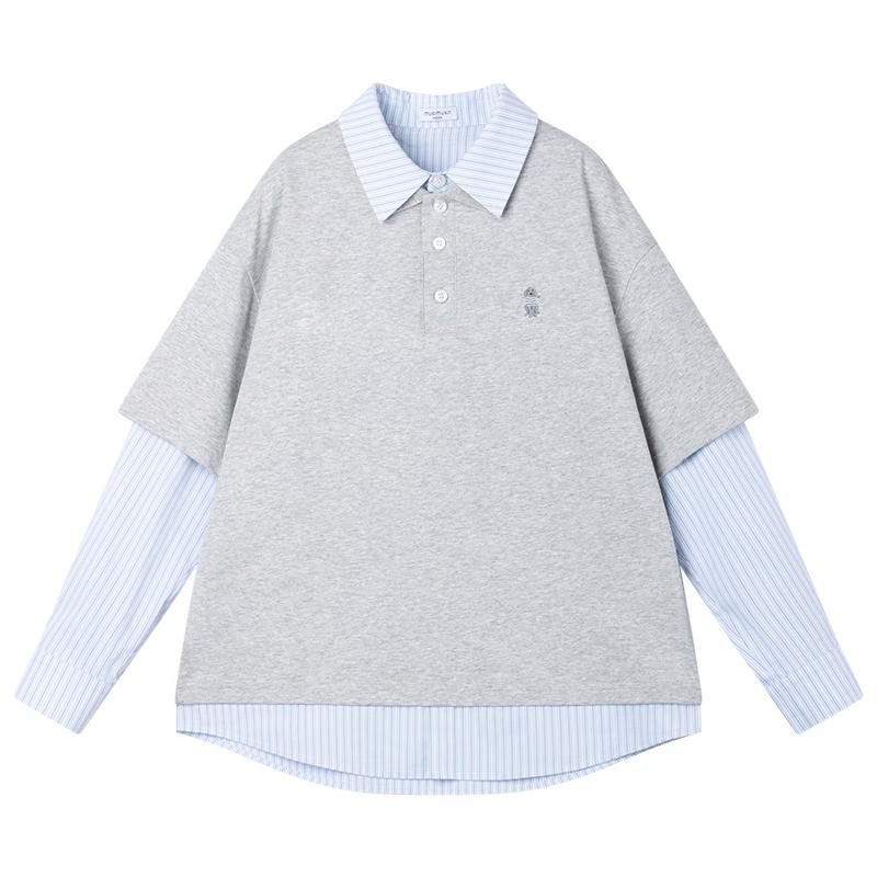 Mucmukn Boy s Sorona Cool-Touch Sun Protection Antibacterial Faux Two-Piece T-Shirt 170