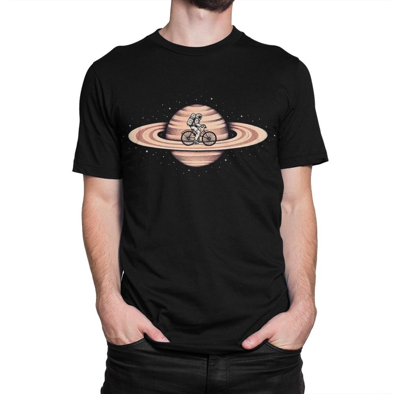 Astronaut on a Bicycle Saturn T-Shirt, Men s and Women s Sizes Tee XL