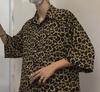 Aspersio Košile s límečkem s krátkým rukávem ve stylovém americkém ležérním stylu se zvířecím potiskem leoparda a otevřeným předním dílem Aloha, pánská