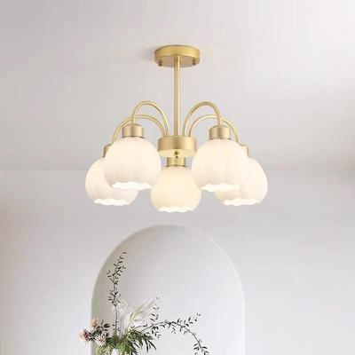 Nordic Minimalist Chandelier: Warm Cream Dining & Bedroom Light