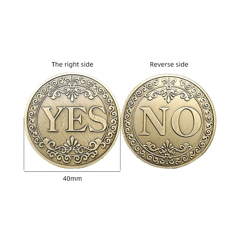 1pc Yes No Coin 3D Embossed Flipping Challenge Coin Decision Maker Lucky Diameter 40mm Commemorative Coins Collection