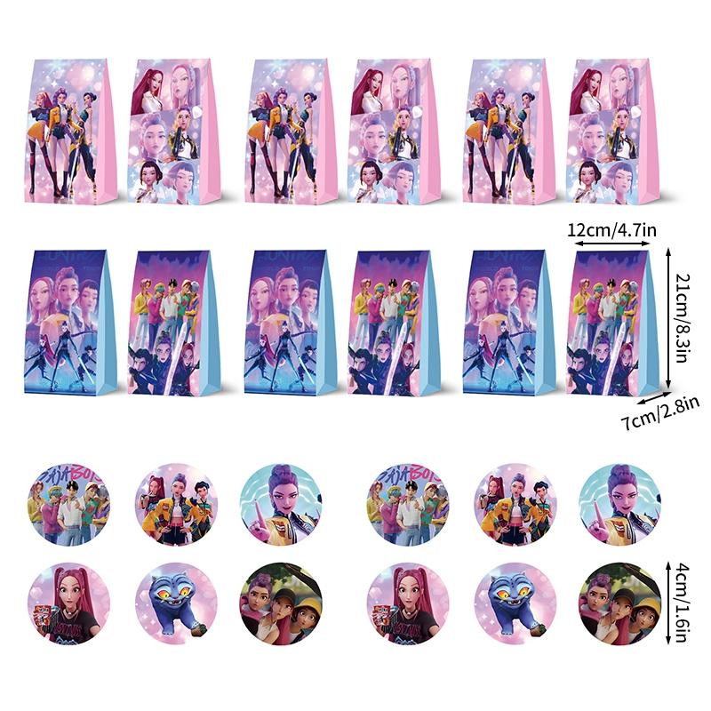 

K-pop Охота на демонов Одноразовый набор столовых приборов для вечеринки Вытягивание флага Вечеринка по случаю дня рождения Корейская K-pop Аниме-вечеринка Saja Boys Флаг Принадлежности для пикника Paper Bag 12pcs