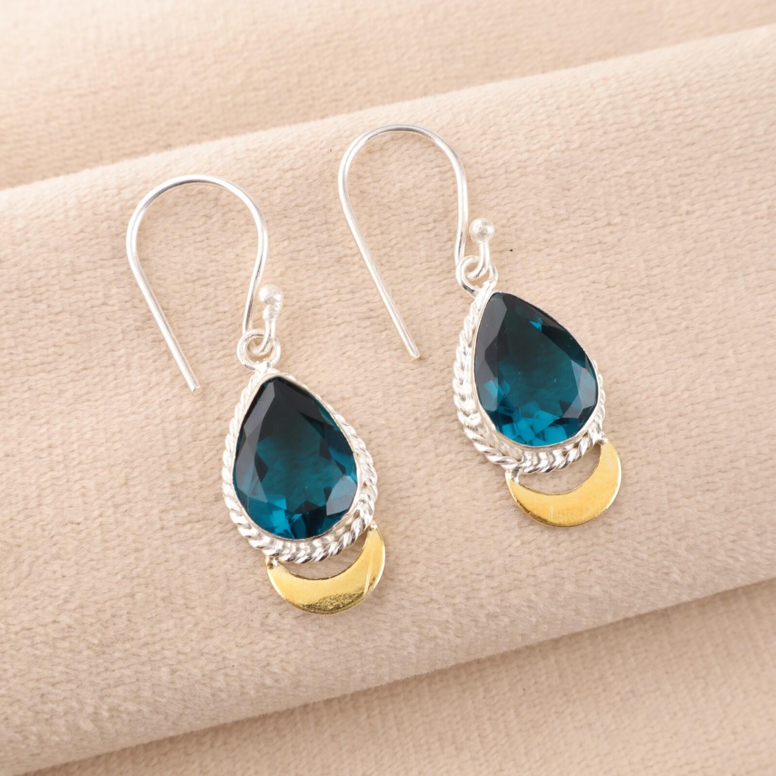 

Ювелирные изделия из стерлингового серебра 925 пробы с апатитом, серьги ручной работы 1,5 дюйма на день рождения EE-162-7