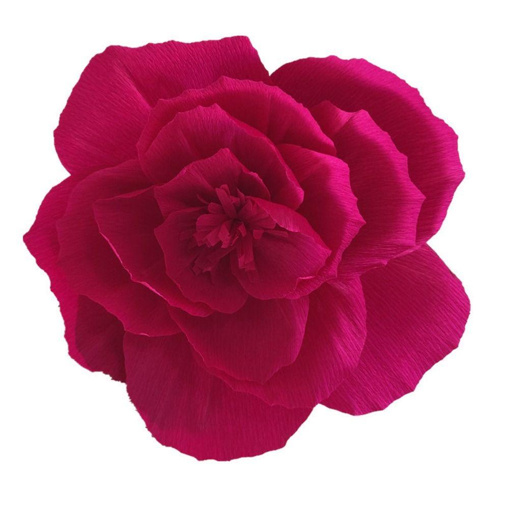 5pcs 25cm Crepe Paper Flower Festival Decor Multi Purpose Wrinkles Paper Flower Photography Props Light Weight