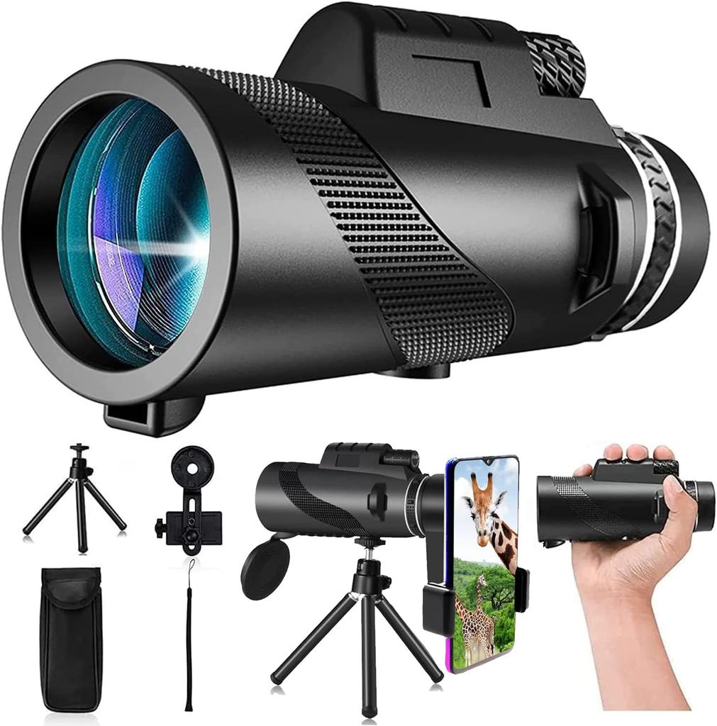 XINKSD 80x100 Monocular Telescope with Smartphone Compatible BAK4 FMC Easy High Perfect for Sports Sports Baseball and Includes Japanese Instruction