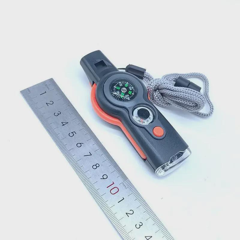 7-in-1 LED Light Survival Whistle with Thermometer & Compass