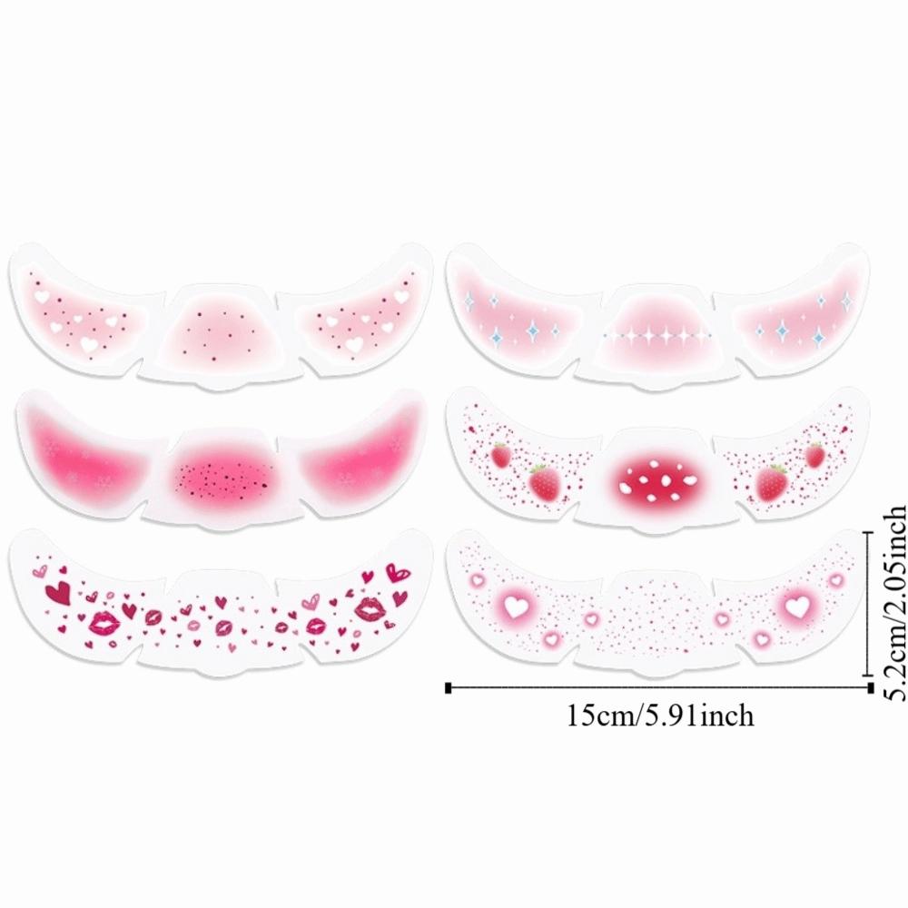 6Pcs/Set Long Lasting Face Temporary Tattoos Facial Art Makeup Stickers  Valentine's Day