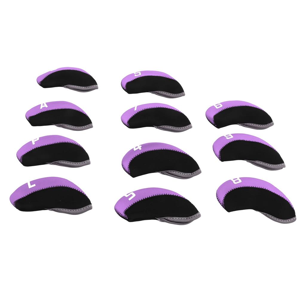 11PCS Golf Club Headcover Set Neoprene Numbered Golf Club Head Protector for Outdoor Purple