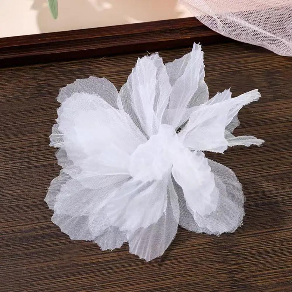 14cm 3D Organza Flowers DIY Silk Flower Lace Patches Applique Wedding Dress Accessories Gradient Lace Trim Sewing Accessories
