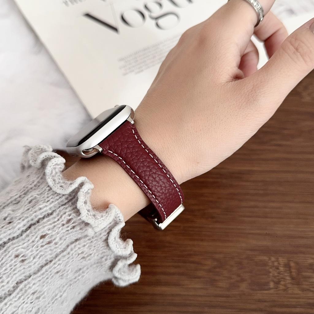 Small waist lychee pattern magnetic buckle strap for Apple Applewatch11 watch iwatch1098SE